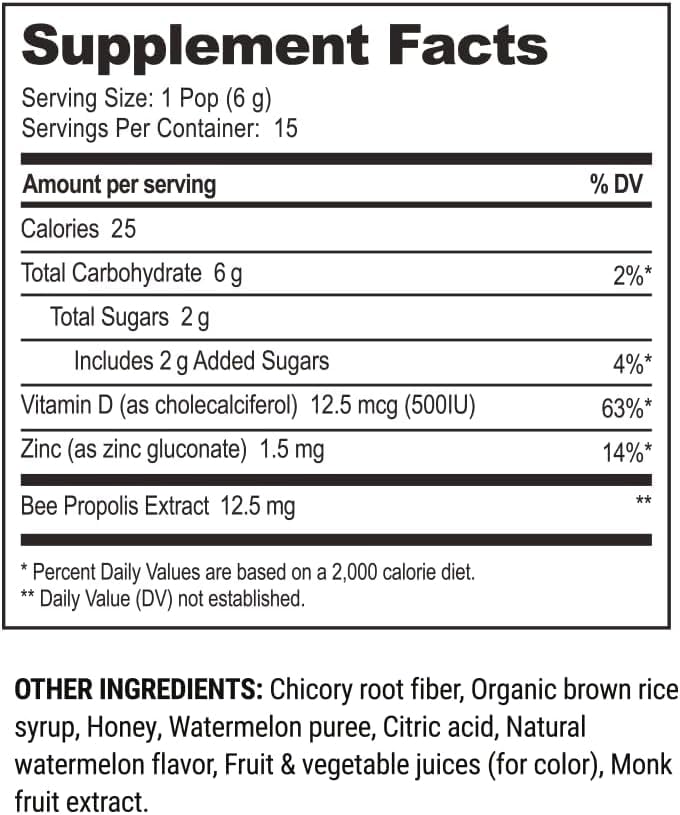 Kids Throat-Soothing Watermelon Lollipops by Beekeeper's Naturals – Doctor Formulated, 15 ct