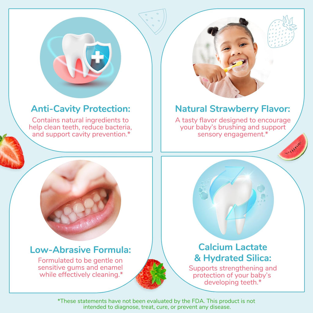 Kids Toothpaste - Fluoride Free, Cavity & Enamel Protection, Strawberry & Watermelon Flavor (Ages 2+)