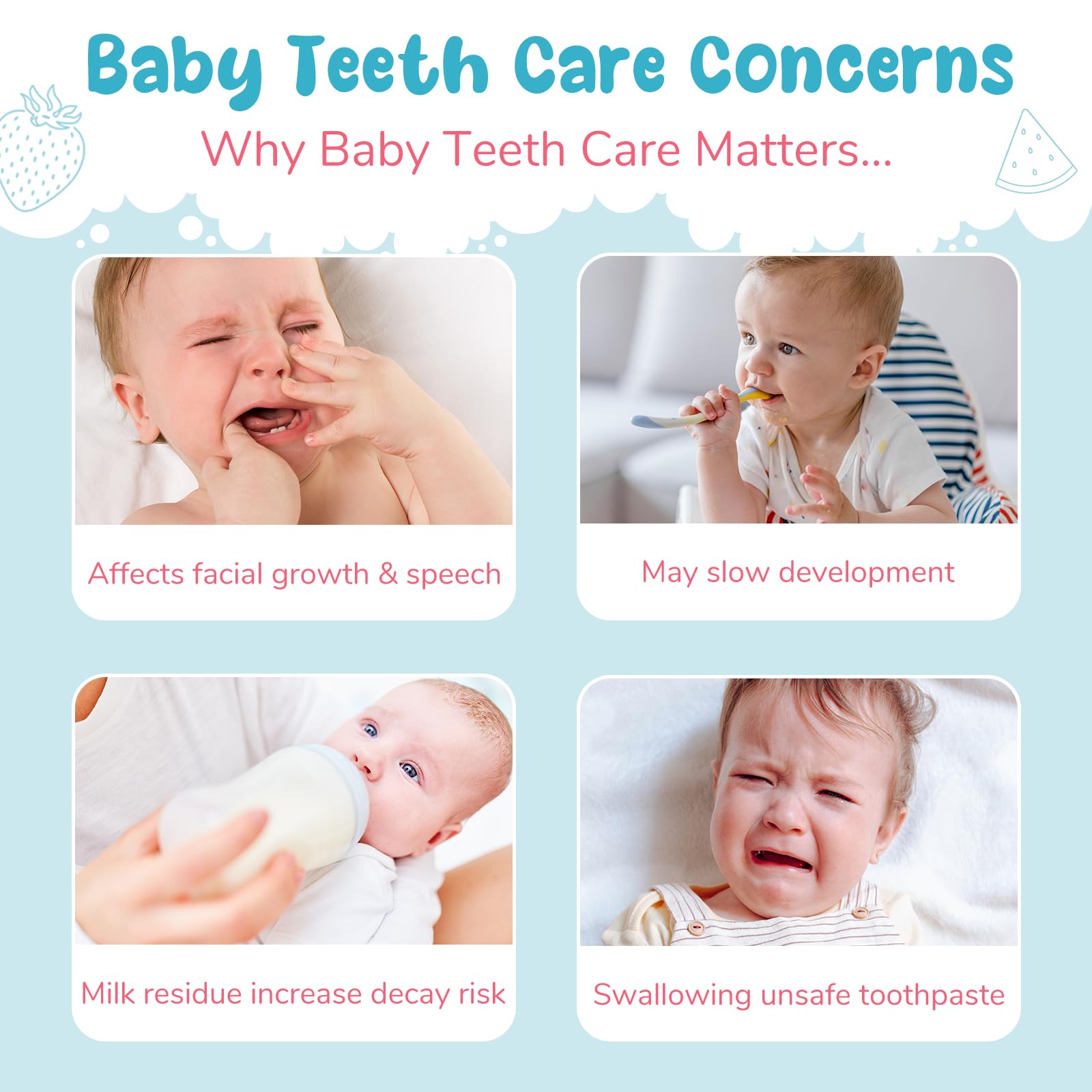 Kids Toothpaste - Fluoride Free, Cavity & Enamel Protection, Strawberry & Watermelon Flavor (Ages 2+)