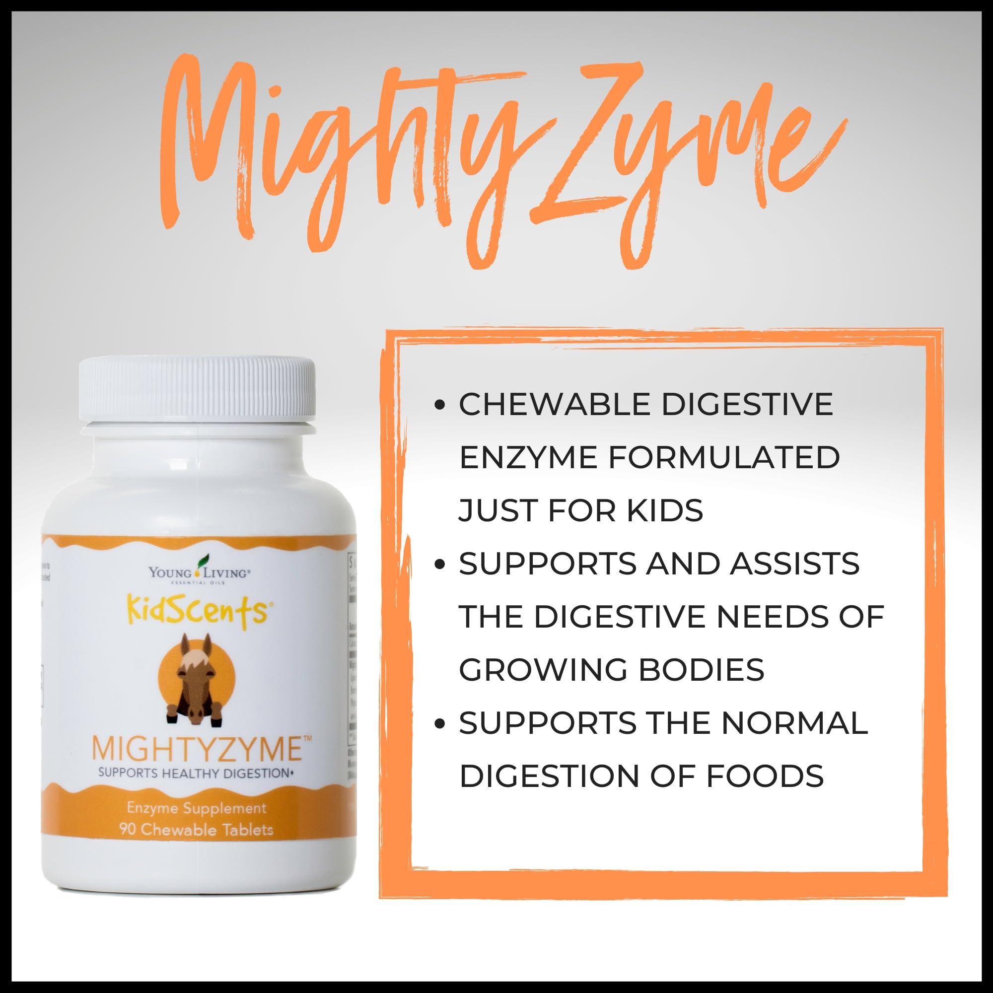 KidScents MightyZyme Chewable Tablets 90 ct | Children's Digestive Enzyme Supplement