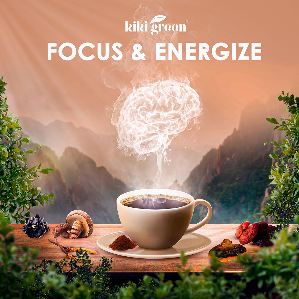 KIKI Green 8 Mushrooms Powder Extract – Focus & Energy Blend, 8 oz