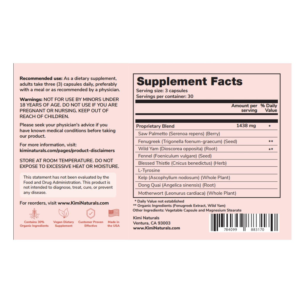 KIMI Naturals Breast Max Plus - Natural Breast Enhancement Pills (90 Capsules)