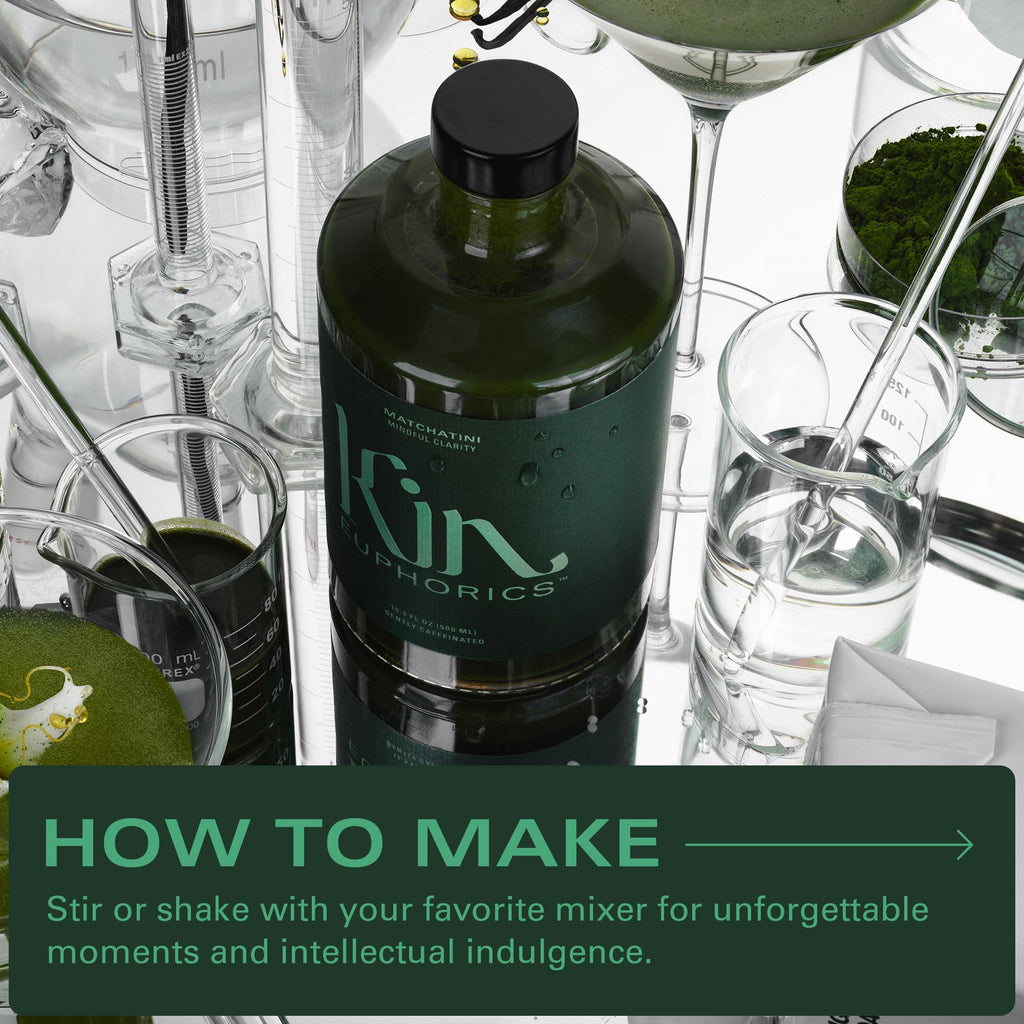 Kin Euphorics Matchatini | Non-Alcoholic Matcha Cocktail with Adaptogens, Nootropics, Botanicals | Vanilla, Maple & Tart Finish | 16.9 fl oz