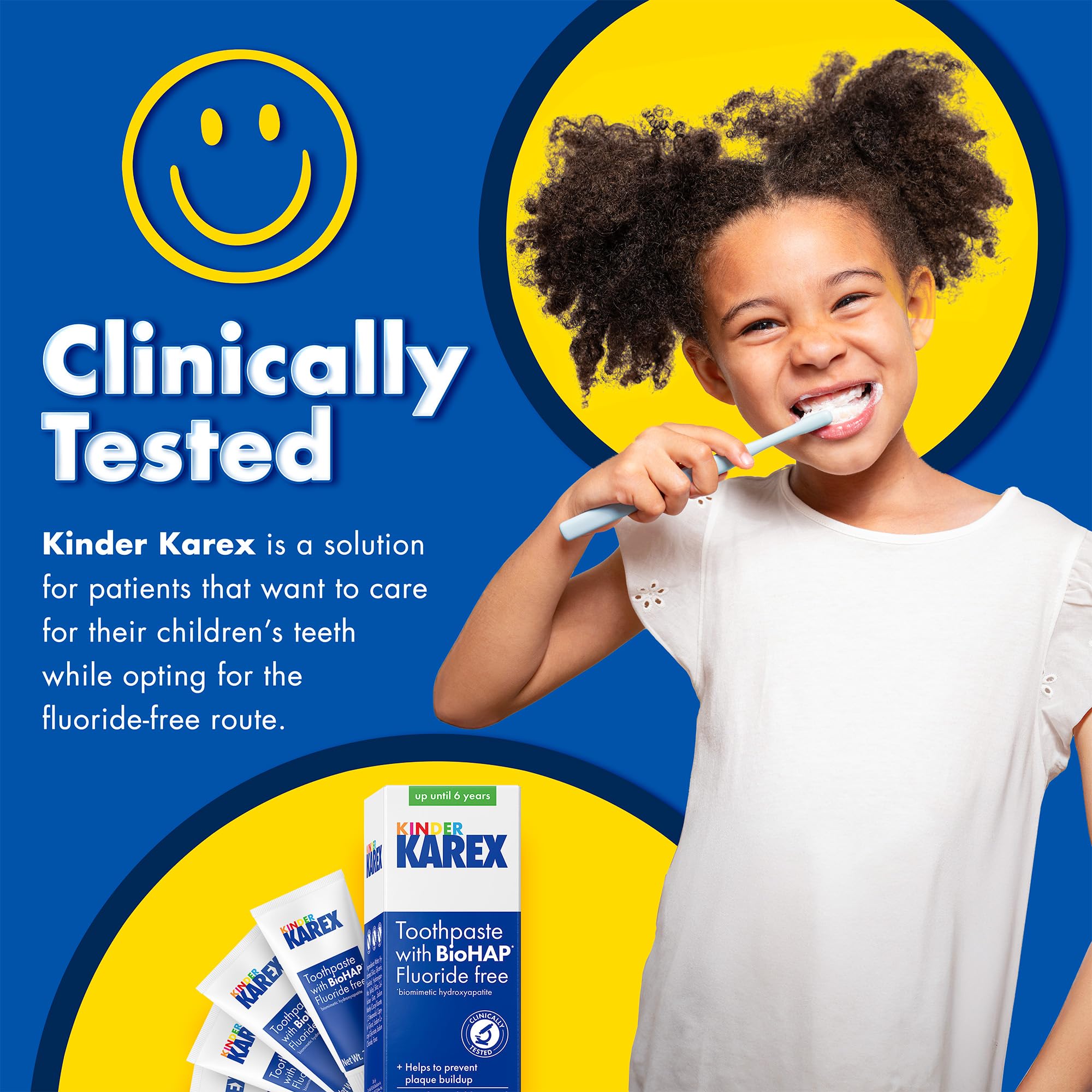 Kinder Karex Hydroxyapatite Kids Toddler Toothpaste 2.3 oz – Fluoride Free, Pack of 6