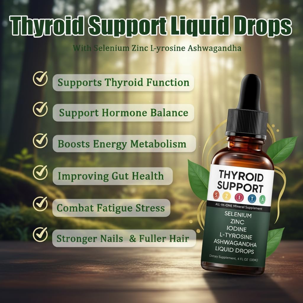 Kindled Thyroid Support Drops – Actora Liquid Supplement with Selenium, Zinc & Iodine (120 ml)