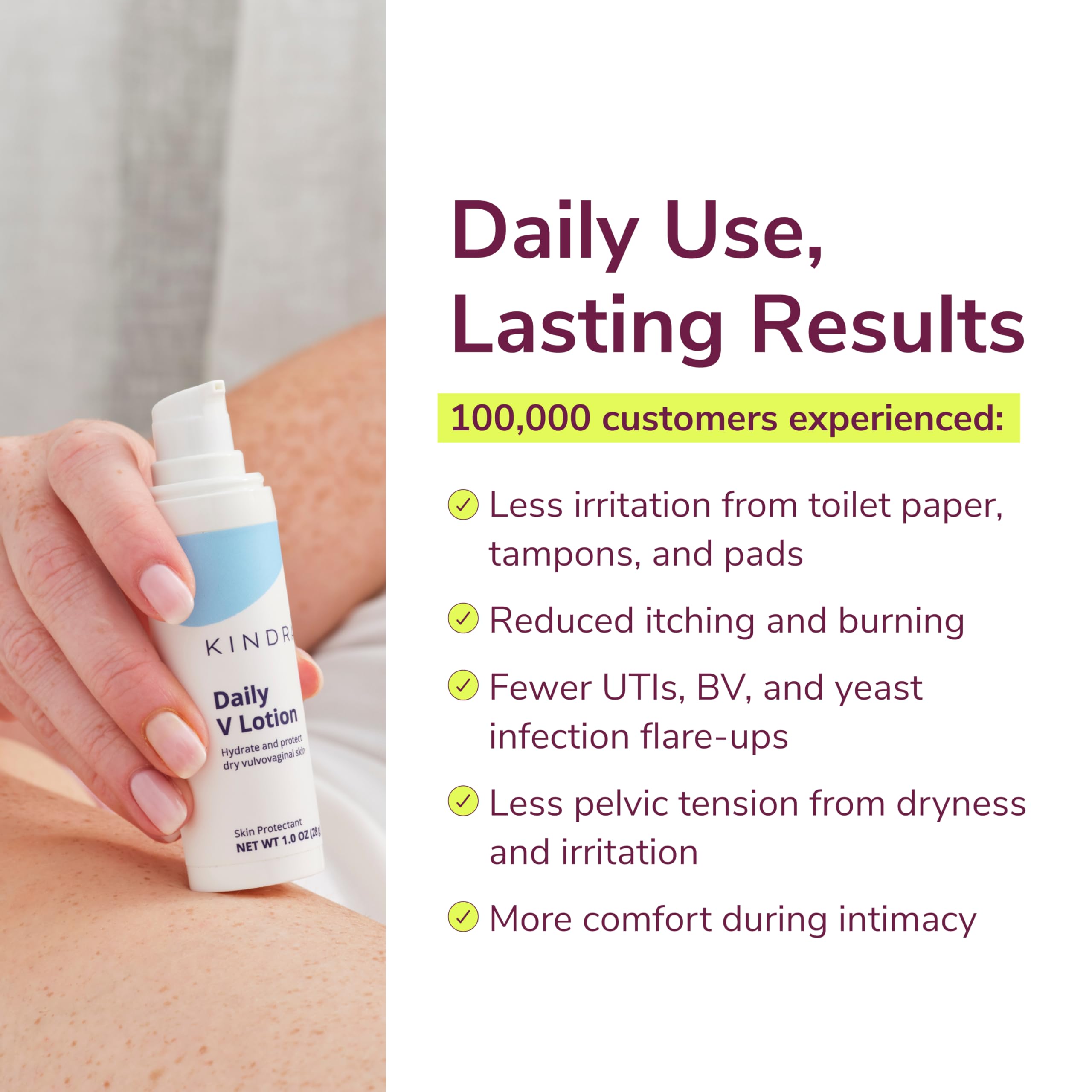 Kindra Daily V Moisturizer Lotion – Hormone-Free Vaginal Cream for Dryness & Itch | Doctor-Recommended, pH-Balanced