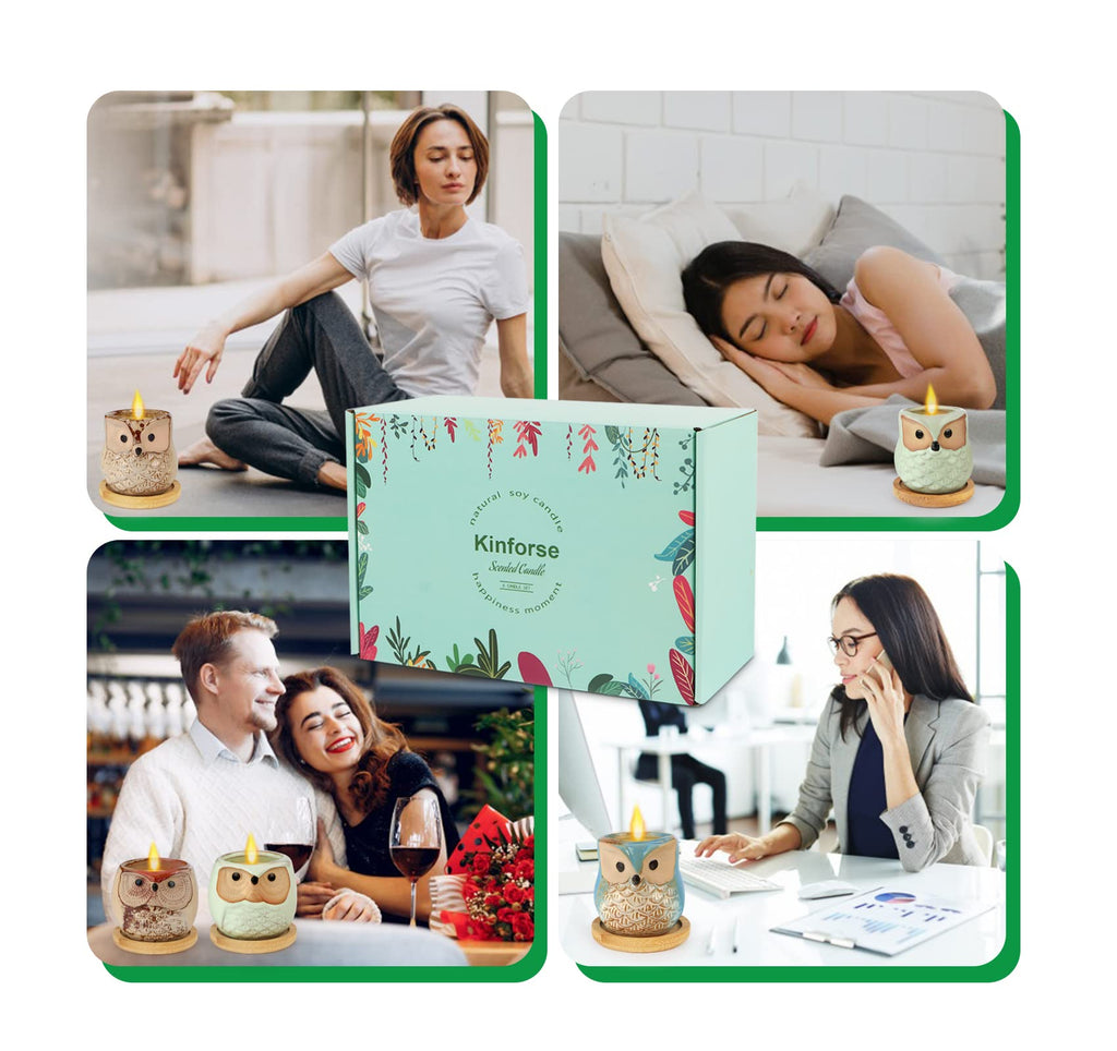 Kinforse Scented Candles Gift Set - 6-Pack Owl Aromatherapy Candles for Women | Birthday & Holiday Gifts