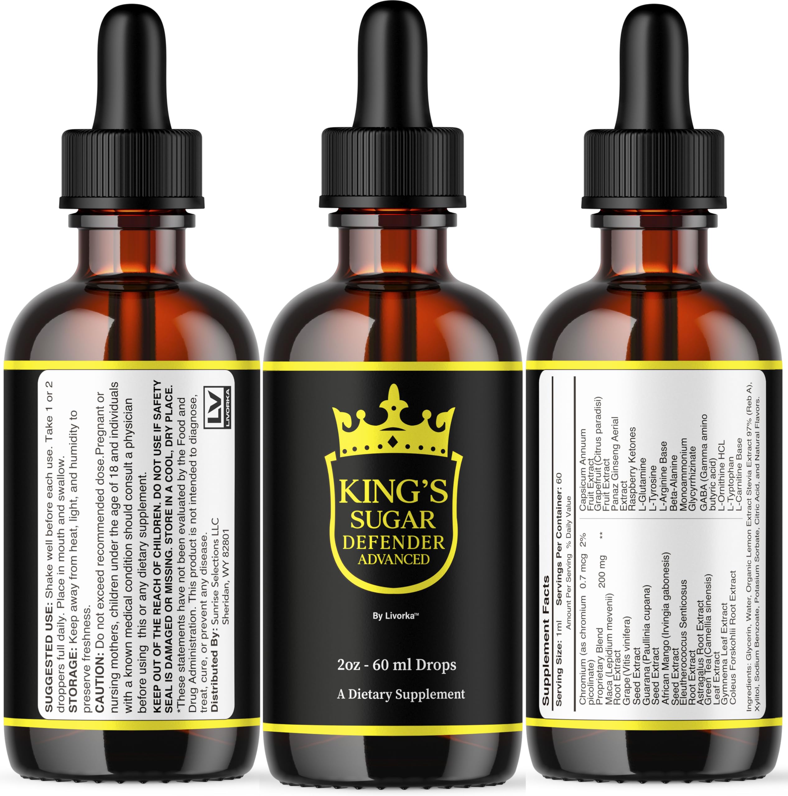 2 Pack Kings Sugar Defender Drops – Official KingSugar Defender Liquid Formula for Overall Health & Wellness (2 Bottles, 2 Months)