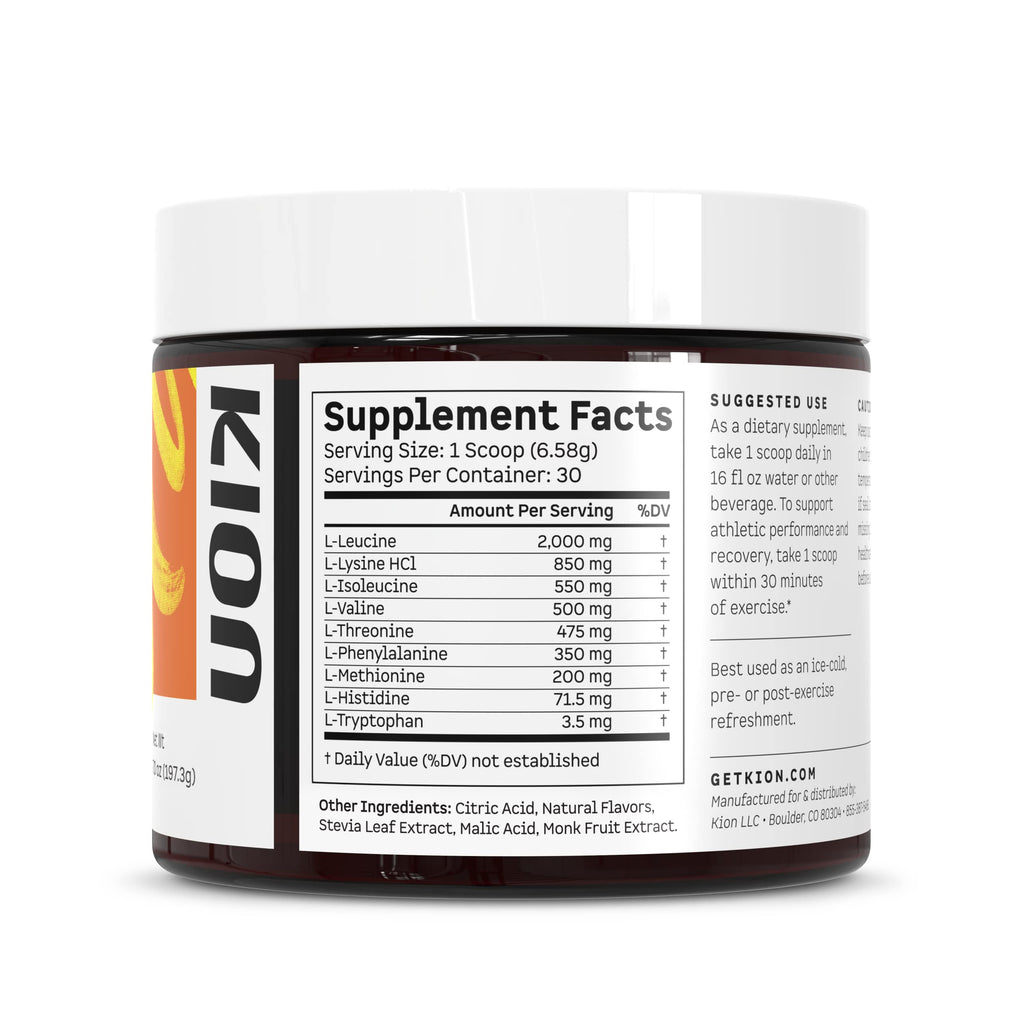 Kion Aminos Mango – Essential Amino Acids Powder, No Caffeine, 30 Servings