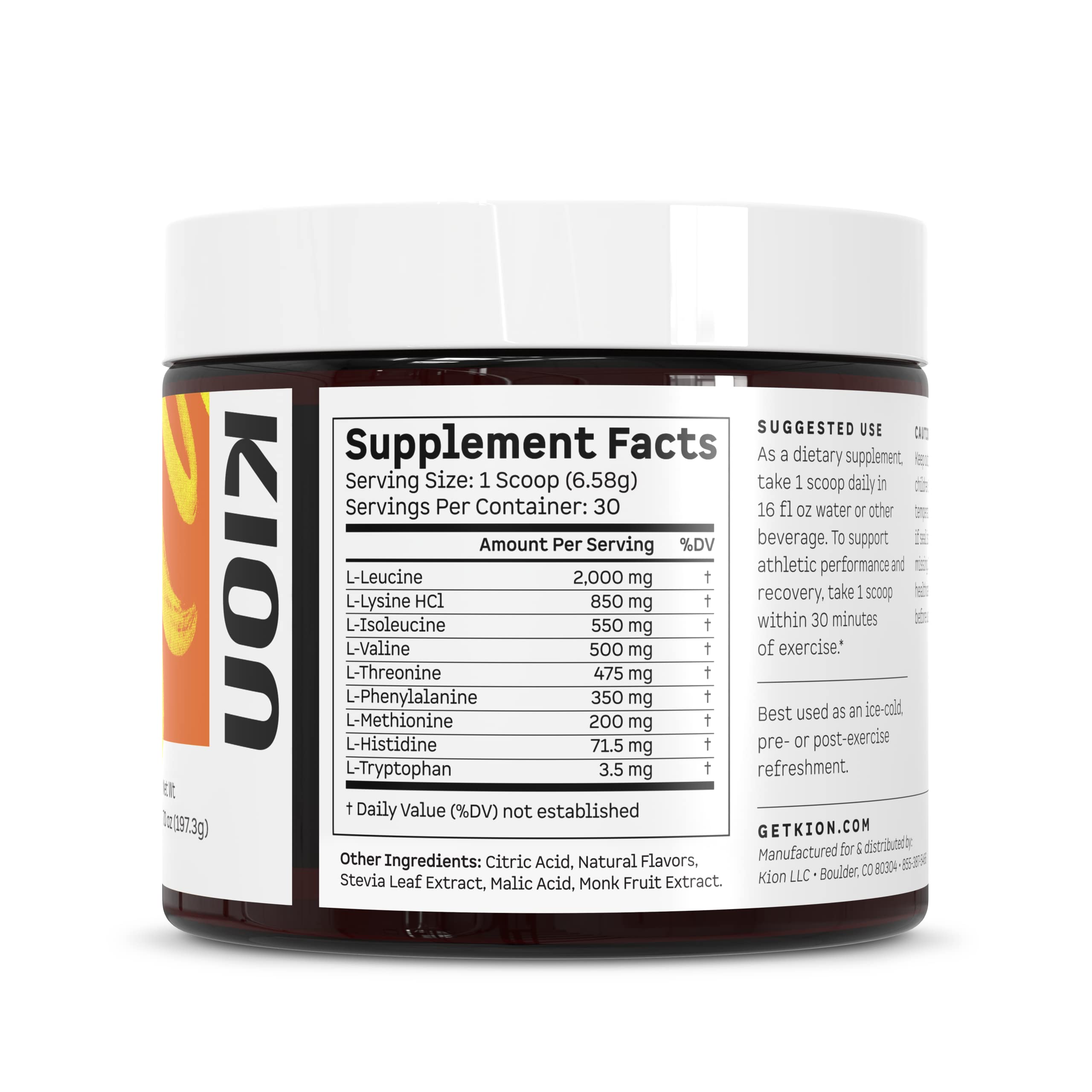 Kion Aminos Mango – Essential Amino Acids Powder, No Caffeine, 30 Servings