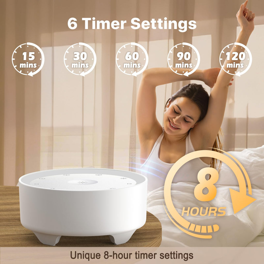 Kipcush White Noise Machine – 20 Sounds, 2 Shortcuts, Warm Night Light