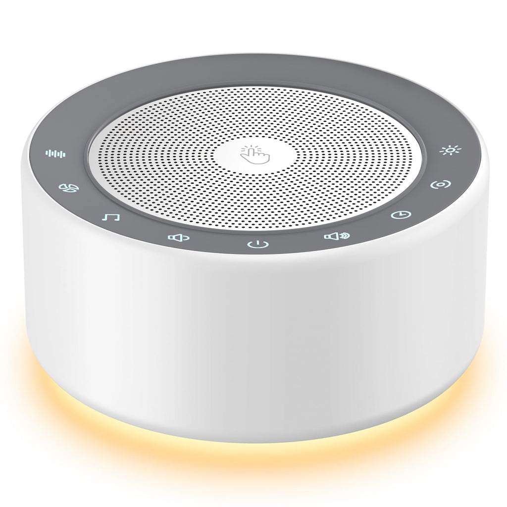Kipcush White Noise Machine with Nursery Lamp | 30 Soothing Sounds, 8-Color Night Light, 8H Timer