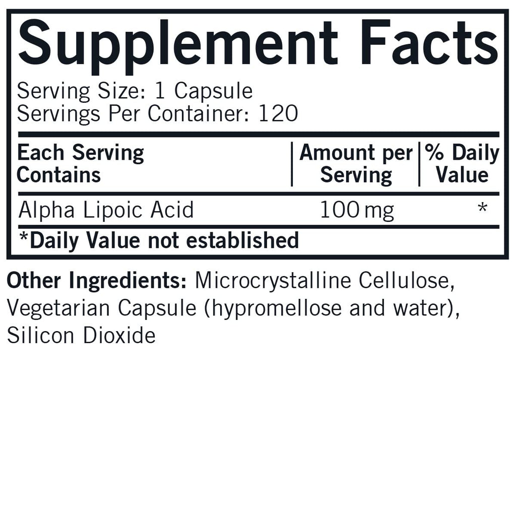 Kirkman Alpha Lipoic Acid 100 mg - Hypoallergenic | 120 Vegetarian Capsules