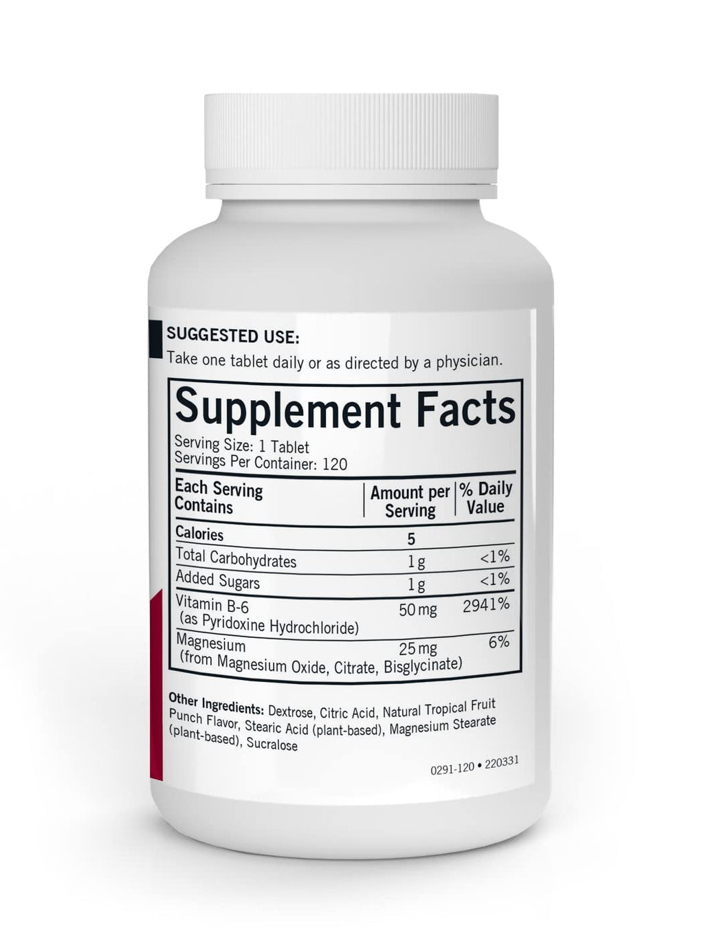 Kirkman Vitamin B6 with Magnesium – 120 Chewable Wafers – Hypoallergenic