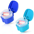 KISEER 2 Pack Denture Bath Case – Light Blue & Blue, Travel Friendly