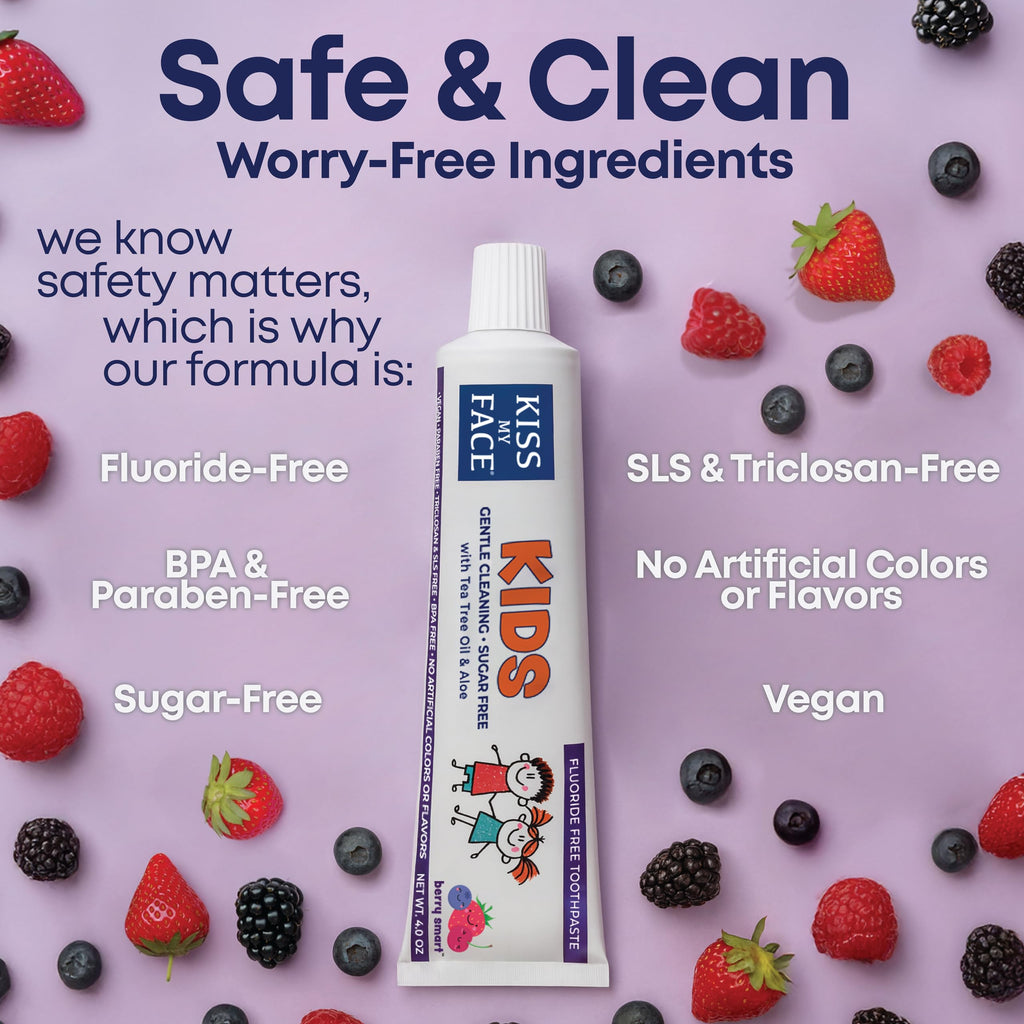 Kiss My Face Kids Toothpaste – Fluoride-Free Berry Flavor, Vegan, 4 oz