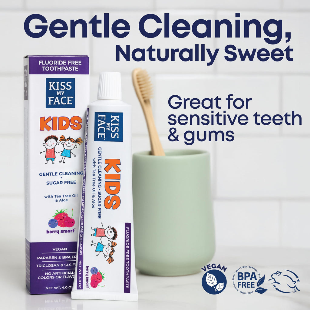 Kiss My Face Kids Toothpaste – Fluoride-Free Berry Flavor, Vegan, 4 oz