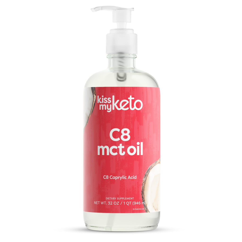 Kiss My Keto MCT Oil C8 – 32 oz with Pump | Pure Caprylic MCT Oil for Keto Energy