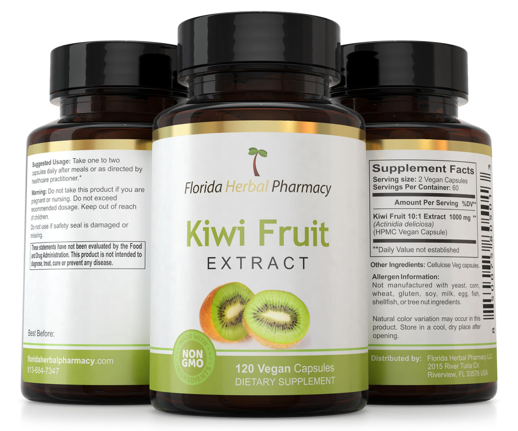 Florida Herbal Pharmacy Kiwi Fruit Extract 10:1 Capsules – 120 Caps, 500 mg Each | 1000 mg Serving