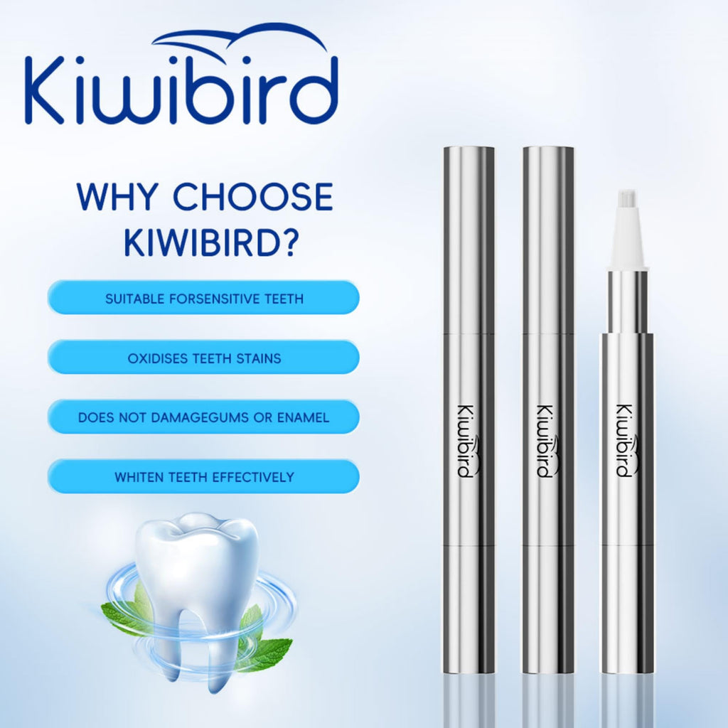 KIWIBIRD Teeth Whitening Kit for Sensitive Teeth – 3 Gel Pens & LED Light