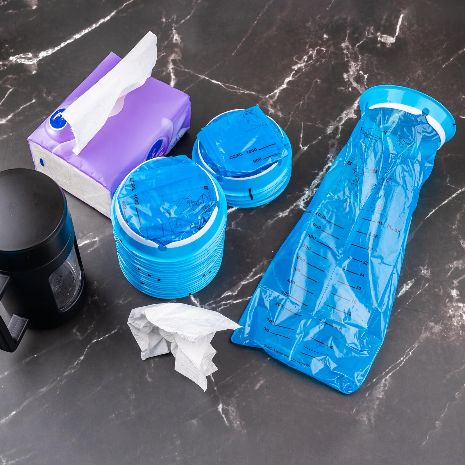 KKEETUR 45 Pack Throw Up Bags Disposable – 1000ml Emesis Bags for Travel, Motion Sickness & Car Flights