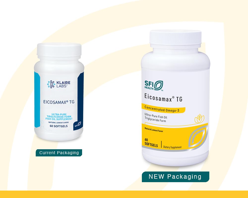 Klaire Labs Eicosamax TG Fish Oil - Ultra Pure Omega-3 (EPA 360 mg / DHA 240 mg) - 60 Softgels