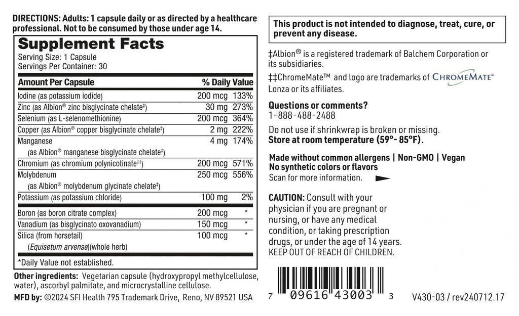 Klaire Labs LDA Trace Mineral Complex – 11 Essential Trace Elements, Iron-Free, TRAACS Chelates