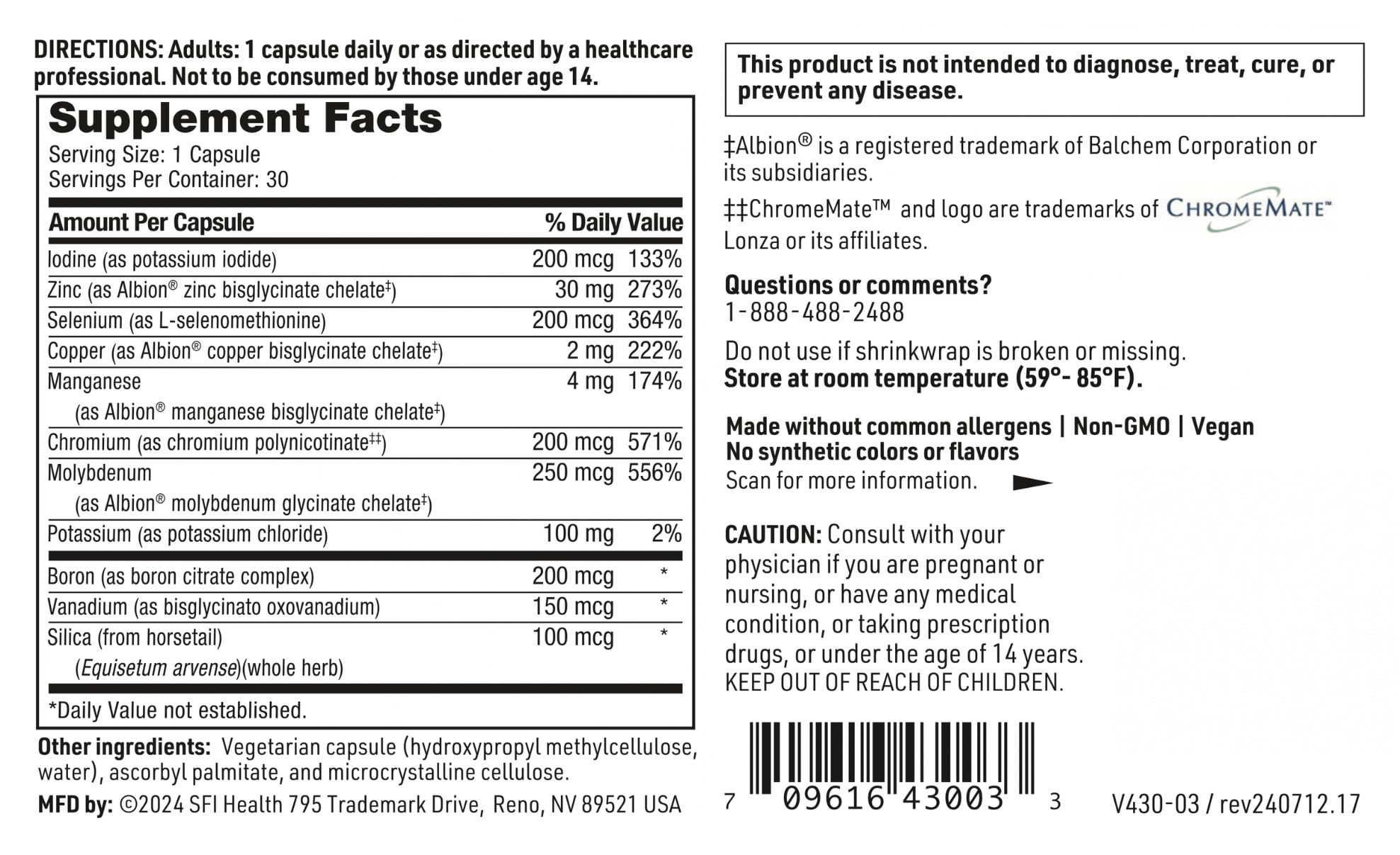 Klaire Labs LDA Trace Mineral Complex – 11 Essential Trace Elements, Iron-Free, TRAACS Chelates