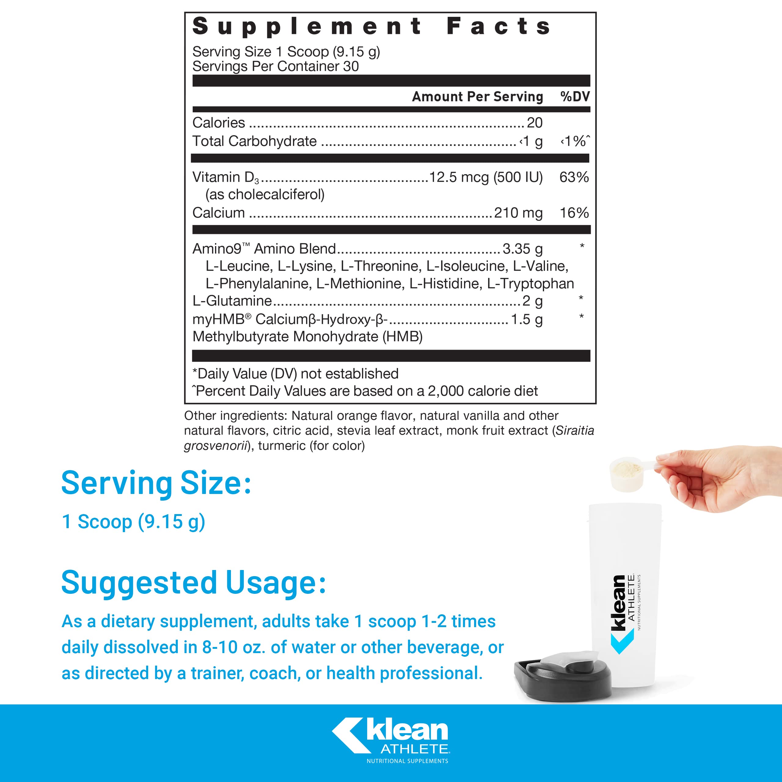 Klean Essential Aminos + HMB – Lean Muscle Support | Klean Athlete | Orange Cream