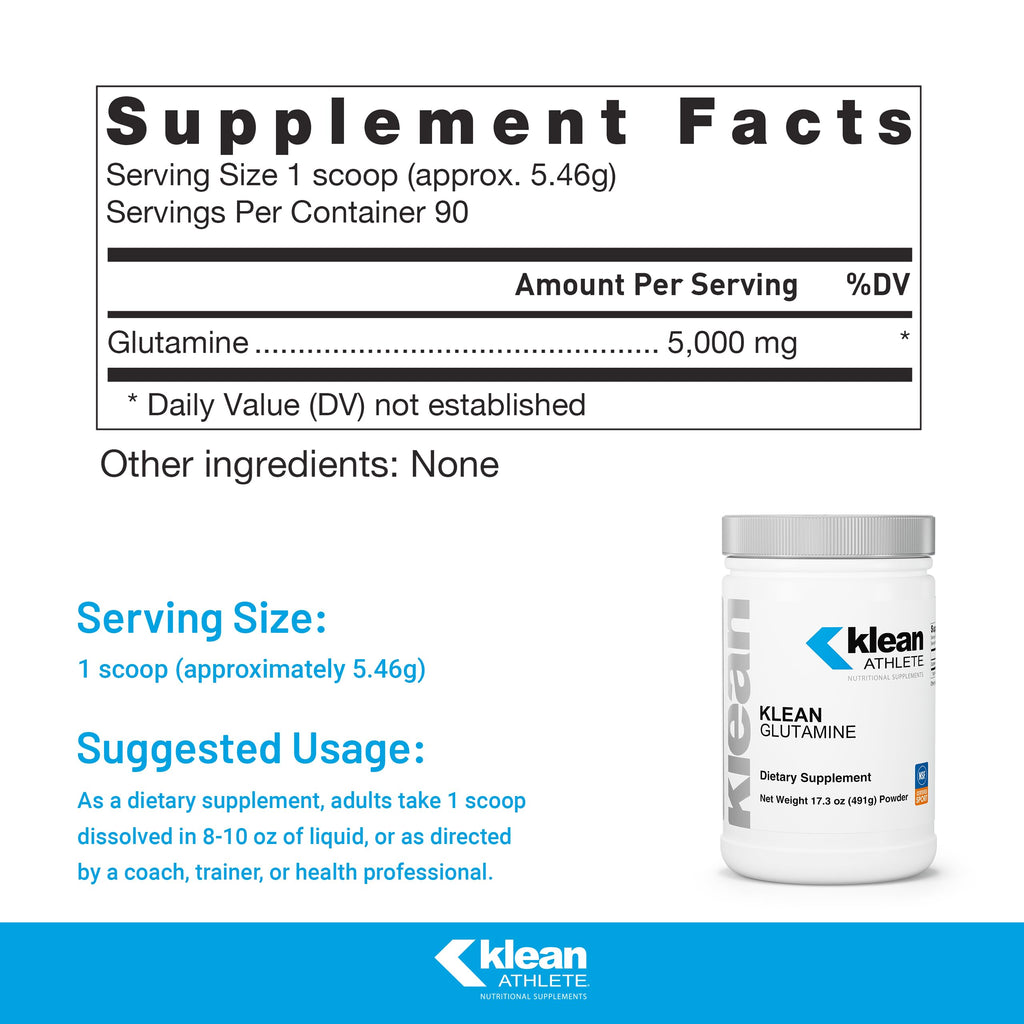 Klean Athlete Klean Glutamine – Immunity & Gut Health, NSF Certified for Sport | 17.3 oz