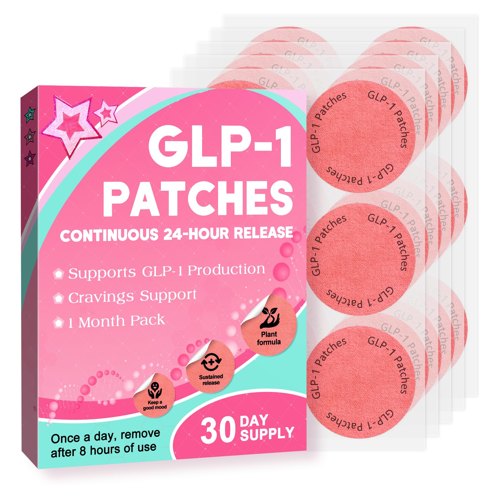 KMLWXD GLP-1 Patches (30 Count) – 8 Hour Long-Lasting Support
