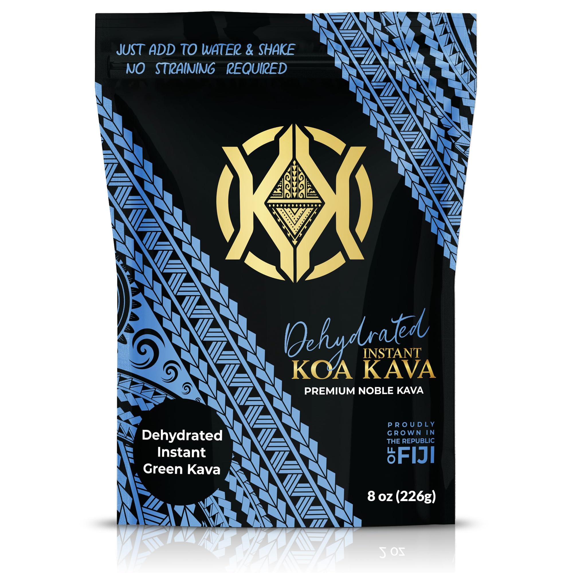 Koa Kava Dehydrated Instant Kava - 100% Green Fijian Noble Root Powder, 8 oz (226 g) Bag