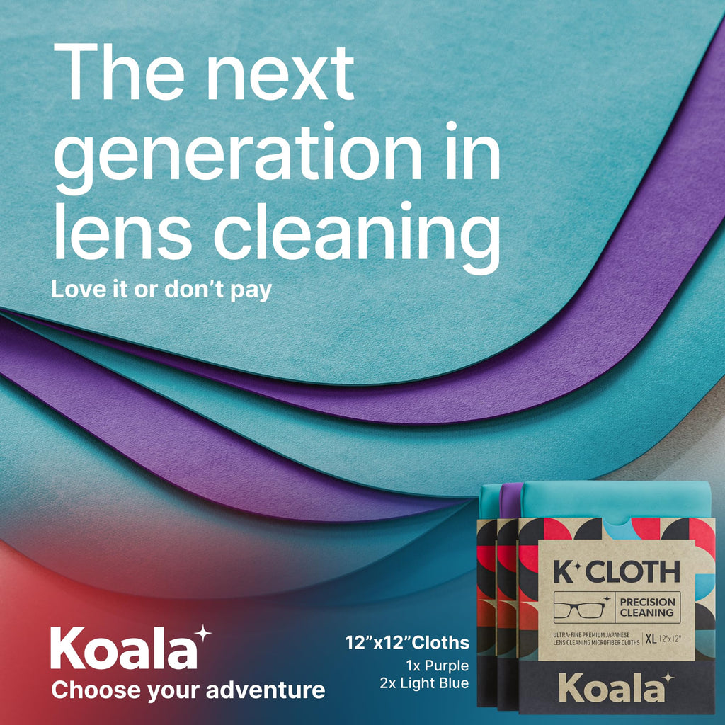 Koala Japanese Microfiber Lens Cleaning Cloth – Pack of 3 (Blue & Purple)