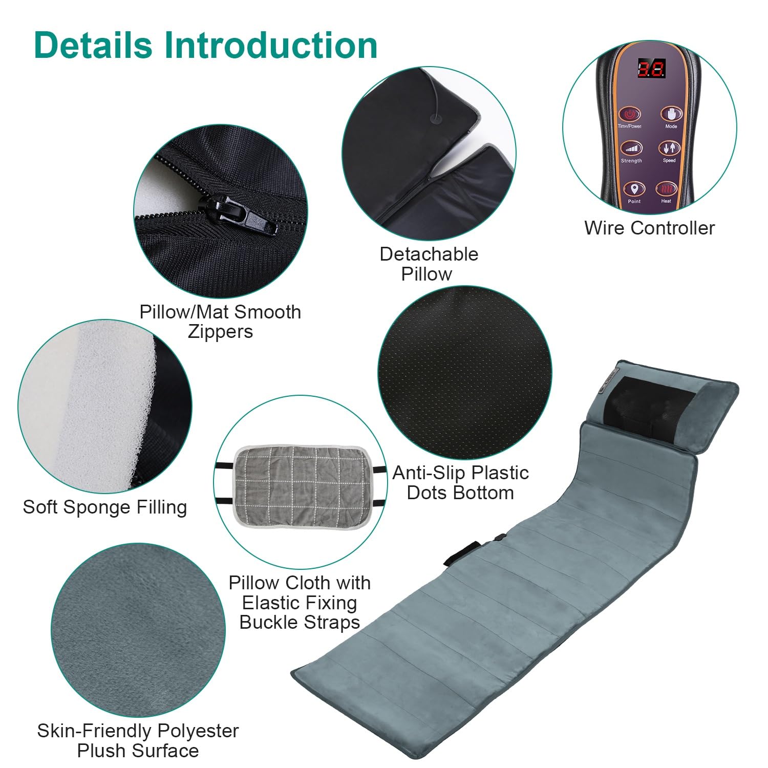 KOCASO Full Body Massage Mat with Heat — 10 Vibration Motors & 9 Modes