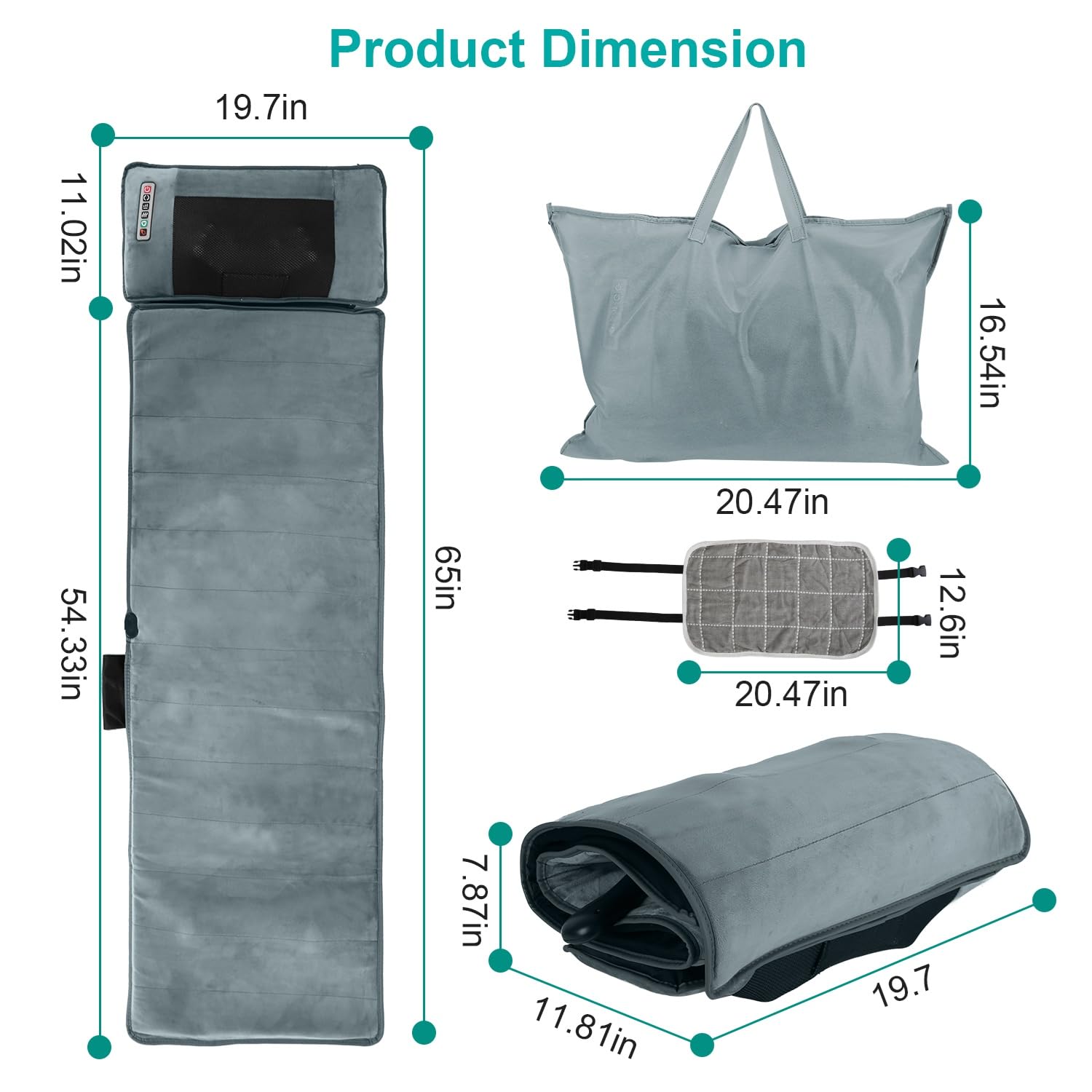 KOCASO Full Body Massage Mat with Heat — 10 Vibration Motors & 9 Modes