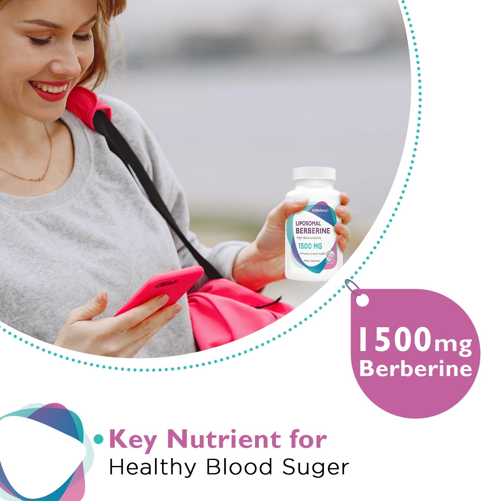KoNefancy Liposomal Berberine 1500mg – High Bioavailability, 120 Softgels