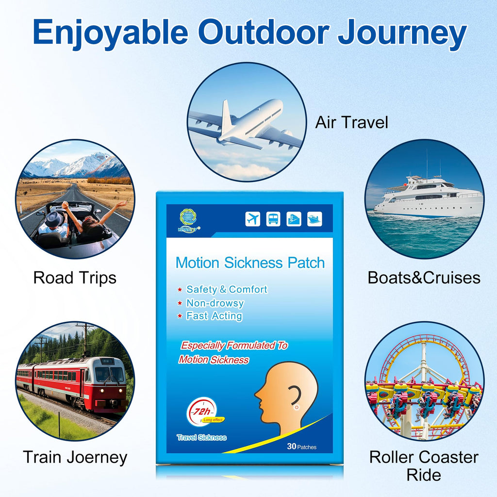 KONGDY 30 Counts Motion Sickness Patches – Non-Drowsy Travel Essentials for All Ages