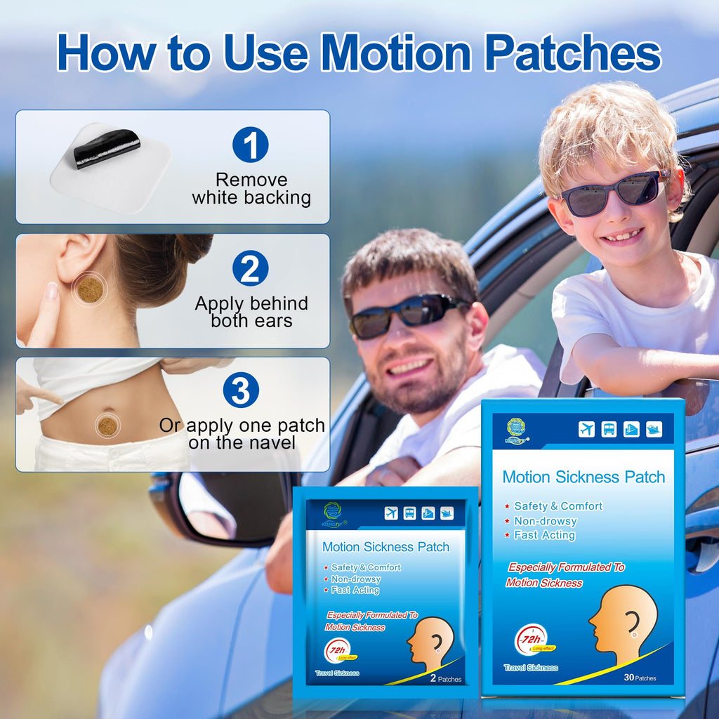 KONGDY 30 Counts Motion Sickness Patches – Non-Drowsy Travel Essentials for All Ages