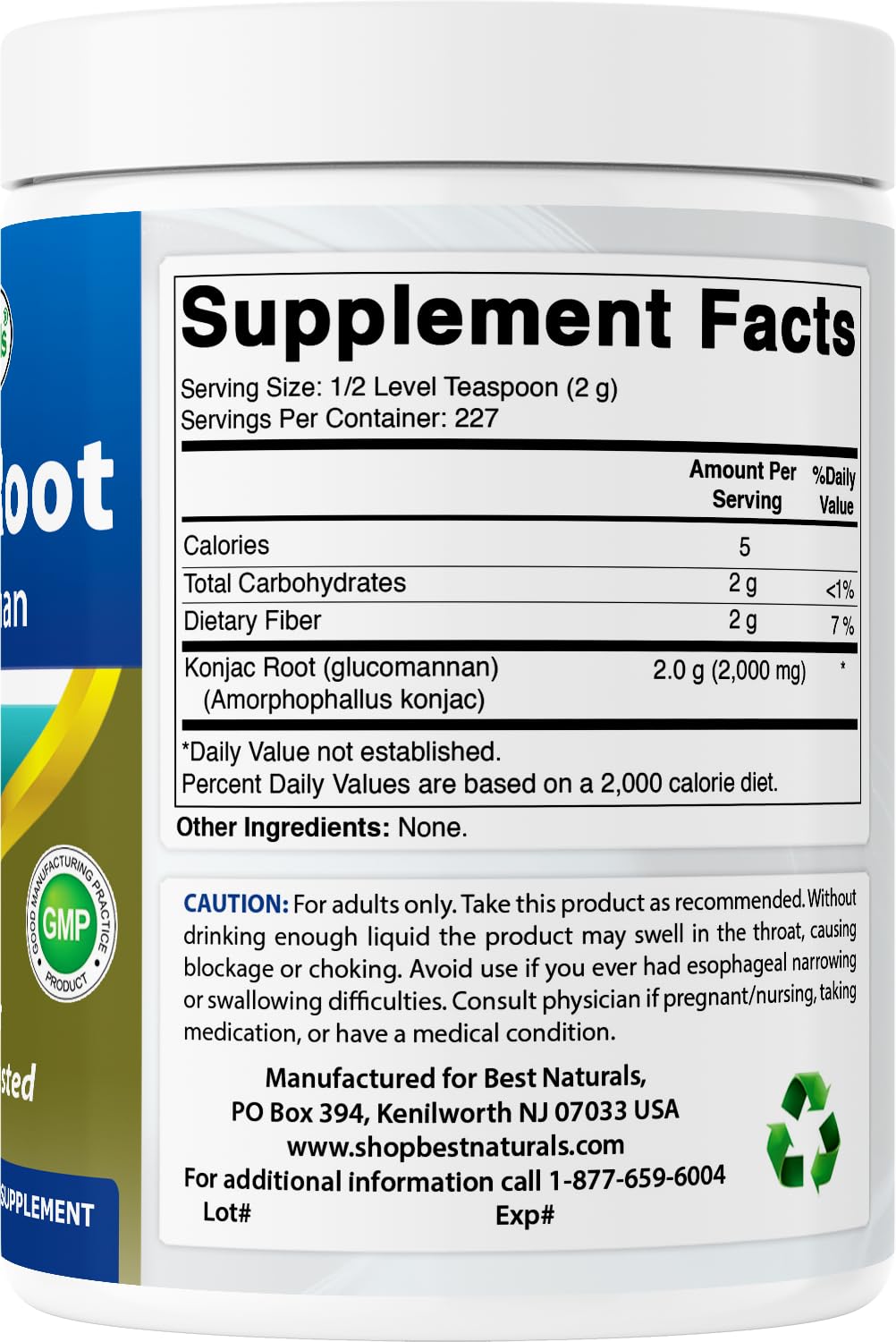 Best Naturals Konjac Glucomannan 2000mg per Serving - 2x1lb Packs