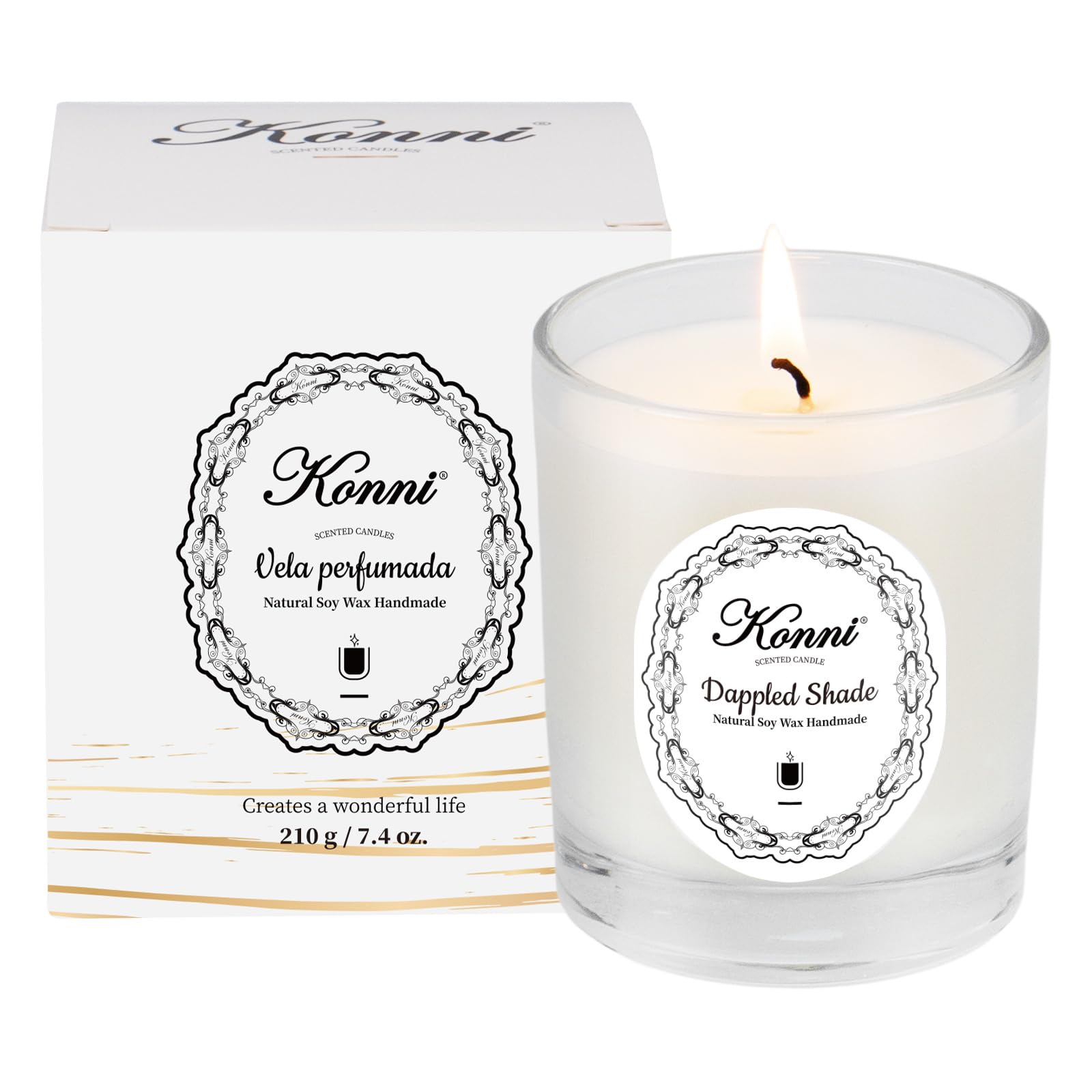 KONNI Scented Candles – 7.4oz Jar Soy Wax Candle, Aromatherapy, 40H Burn Time, Dappled Shade Gift