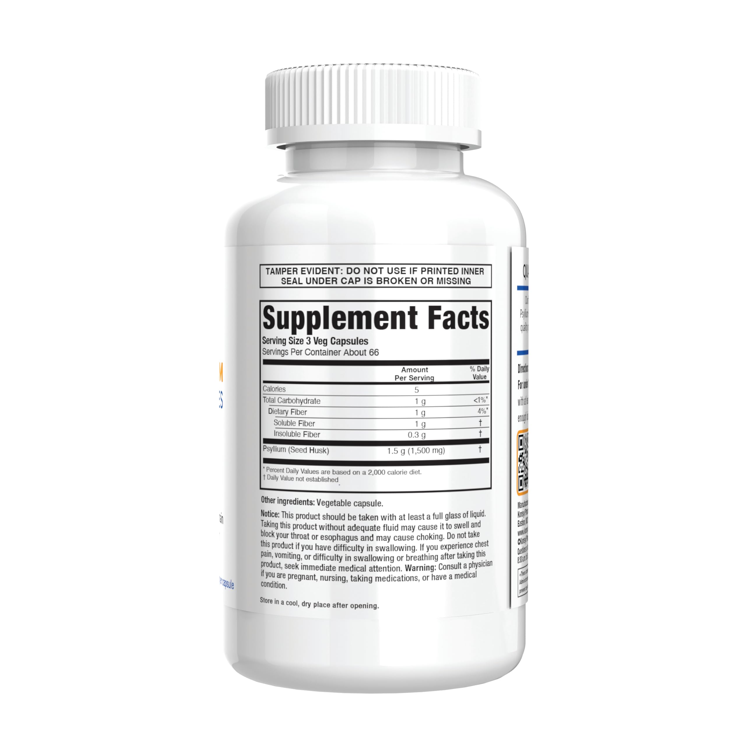 Konsyl Daily Psyllium Fiber Capsules – 1500mg Psyllium Husk per Serving | 200 Count Pack of 2