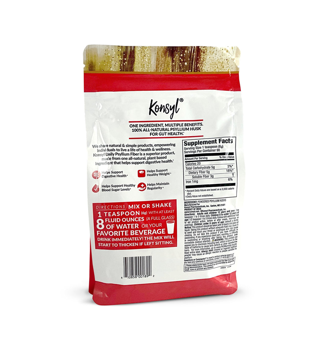 Konsyl Daily Psyllium Fiber Powder – 90 Servings (540g) | All-Natural Psyllium Husk