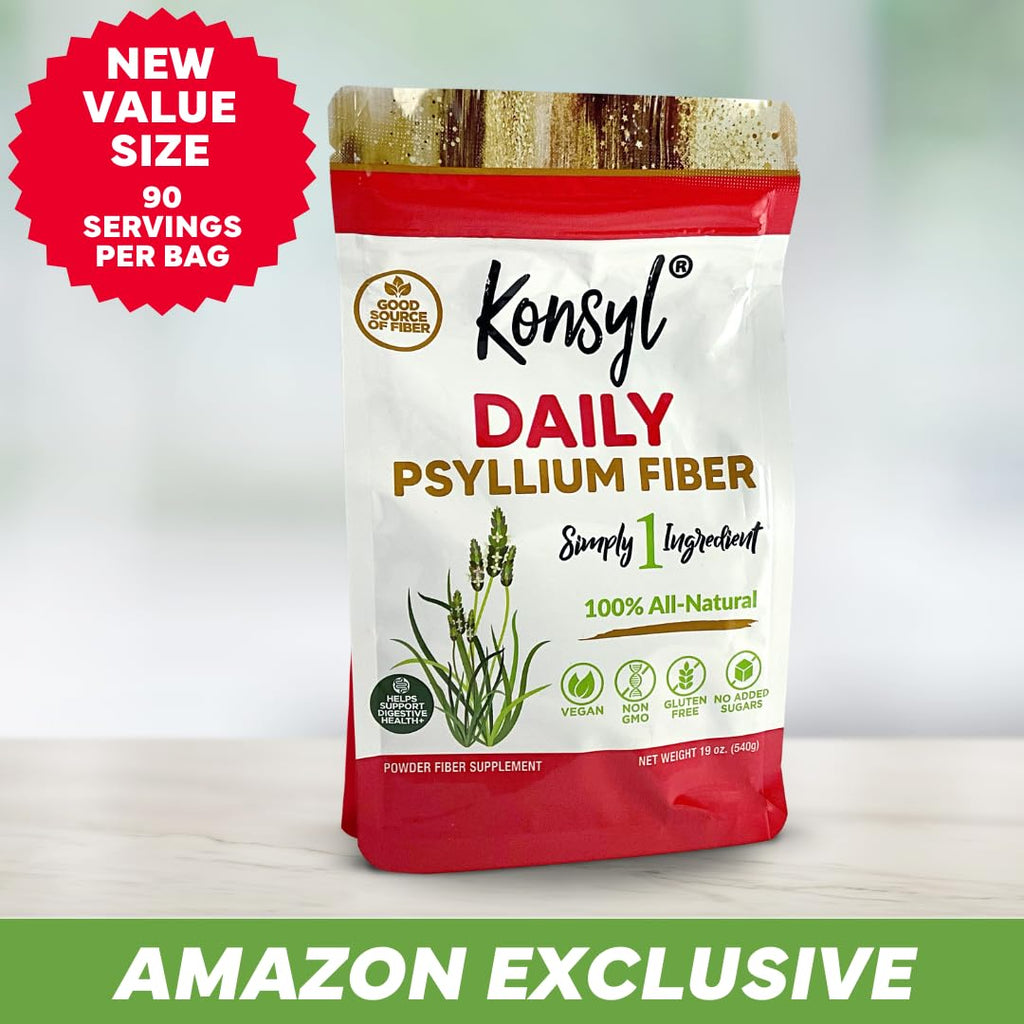 Konsyl Daily Psyllium Fiber Powder – 90 Servings (540g) | All-Natural Psyllium Husk