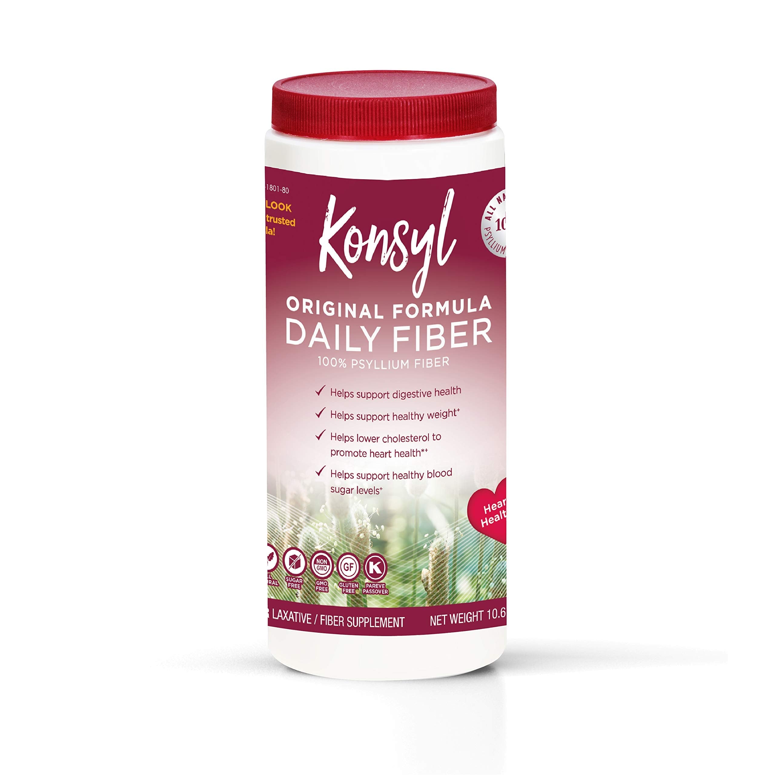 KONSYL PHARMACEUTICALS Original Formula 100% Psyllium Fiber – 10.6 oz Powder