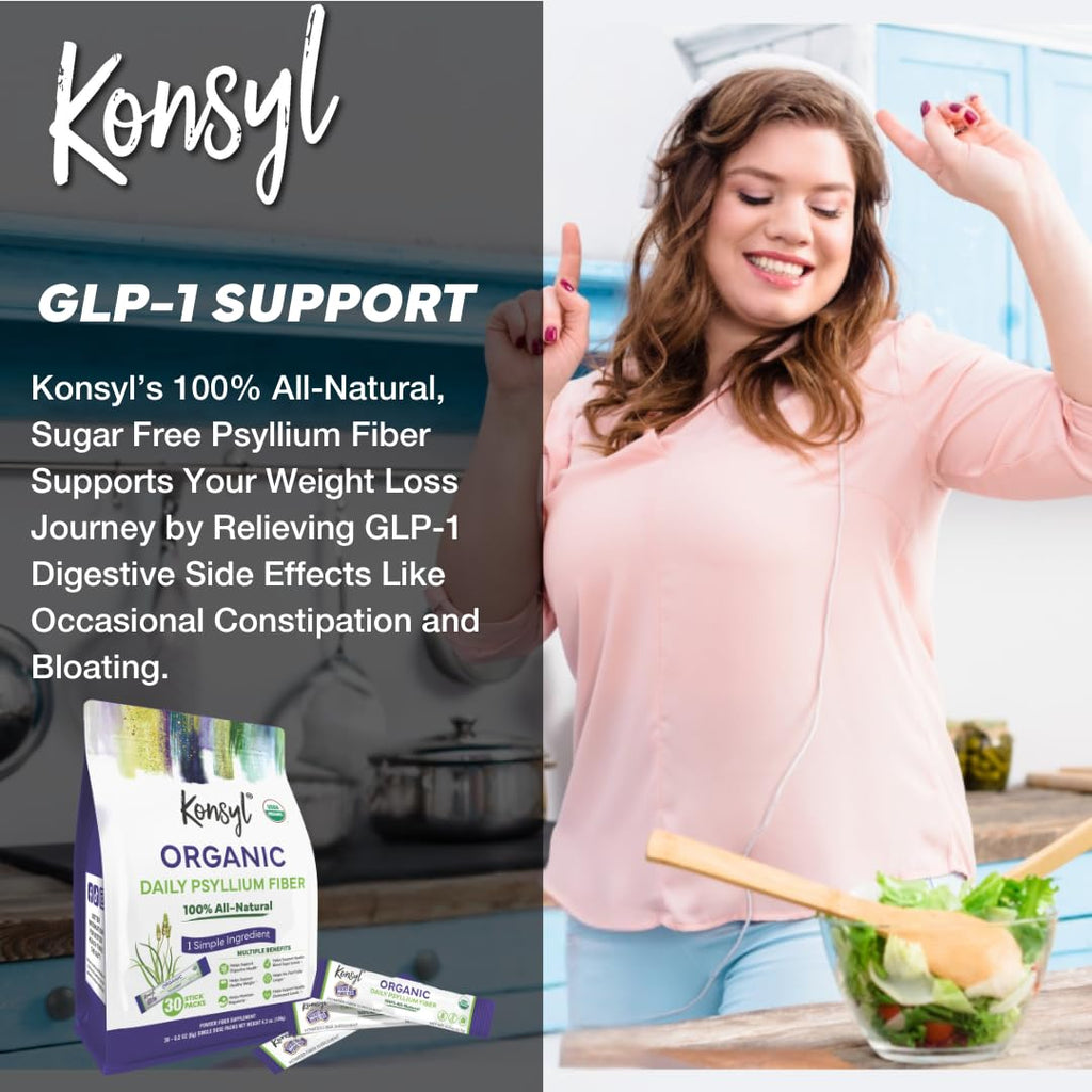 Konsyl Organic Daily Psyllium Fiber Stick Packs – 30 Packets