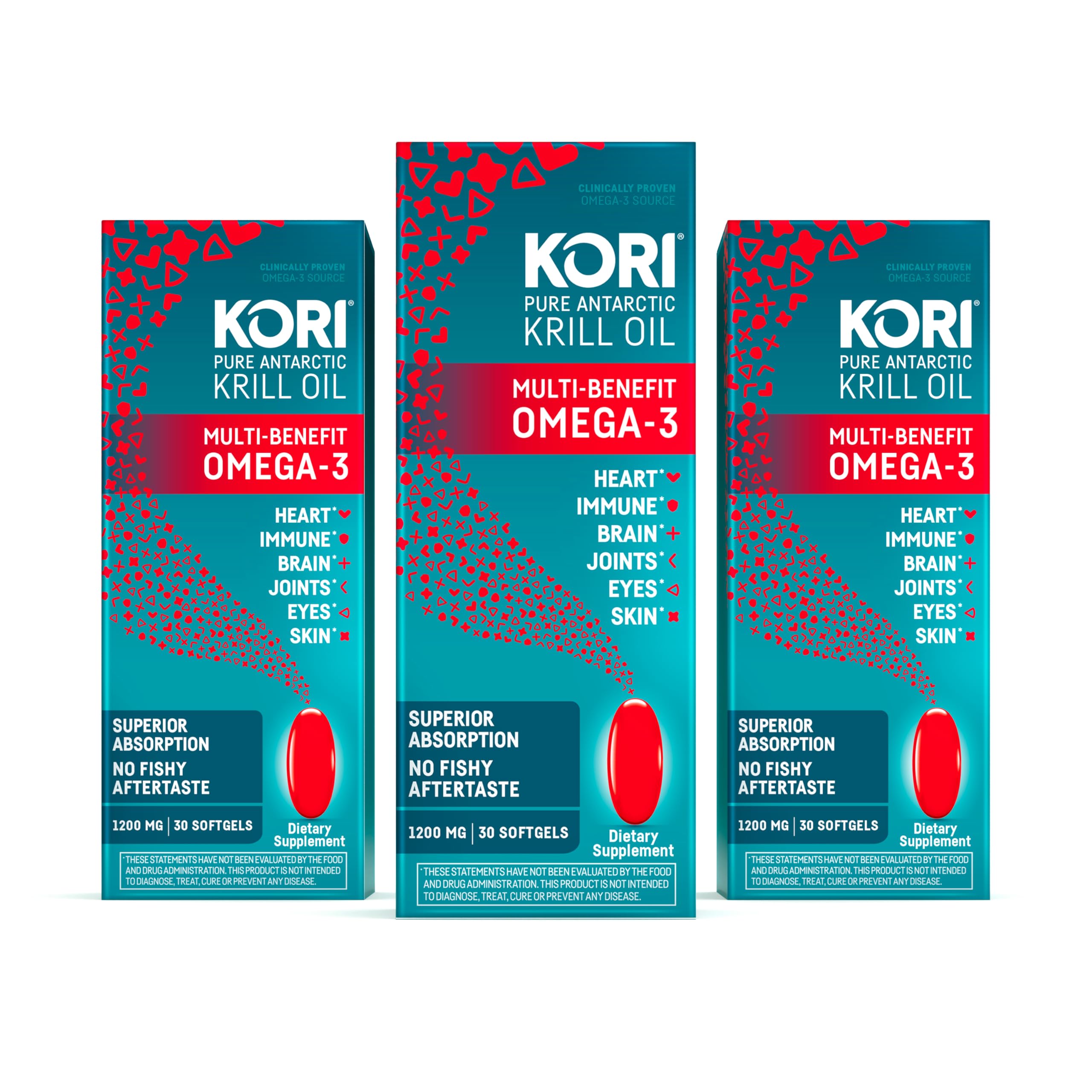 Kori Krill Oil Omega-3 | Antarctic Krill Oil with Superior Absorption | Pack of 3