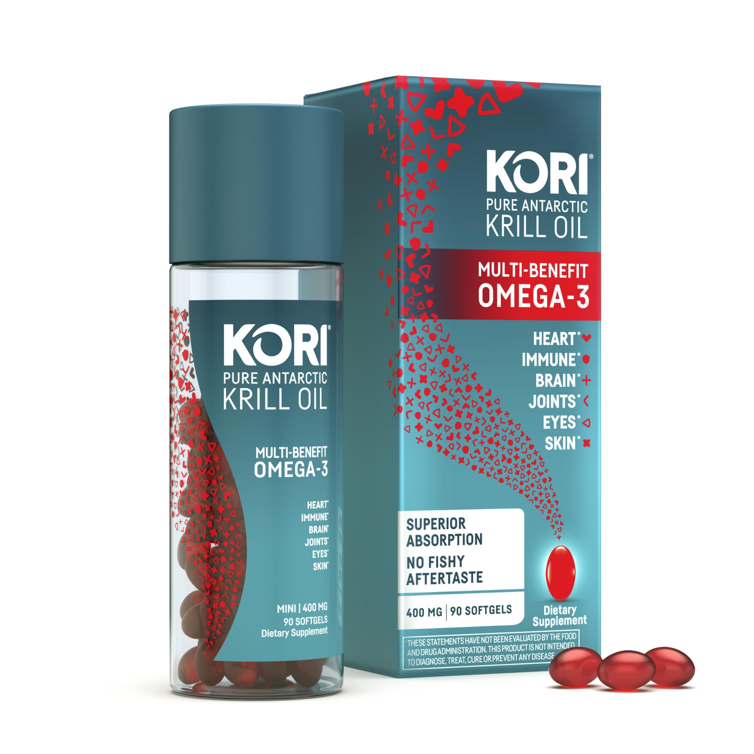 Kori Krill Oil Omega-3 Softgels 400 mg | EPA & DHA, 90 Softgels