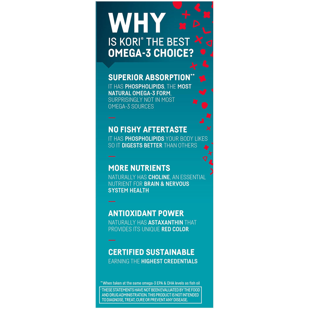 Kori Krill Oil Omega-3 – Superior Absorption (600 mg), EPA & DHA, 60 Softgels