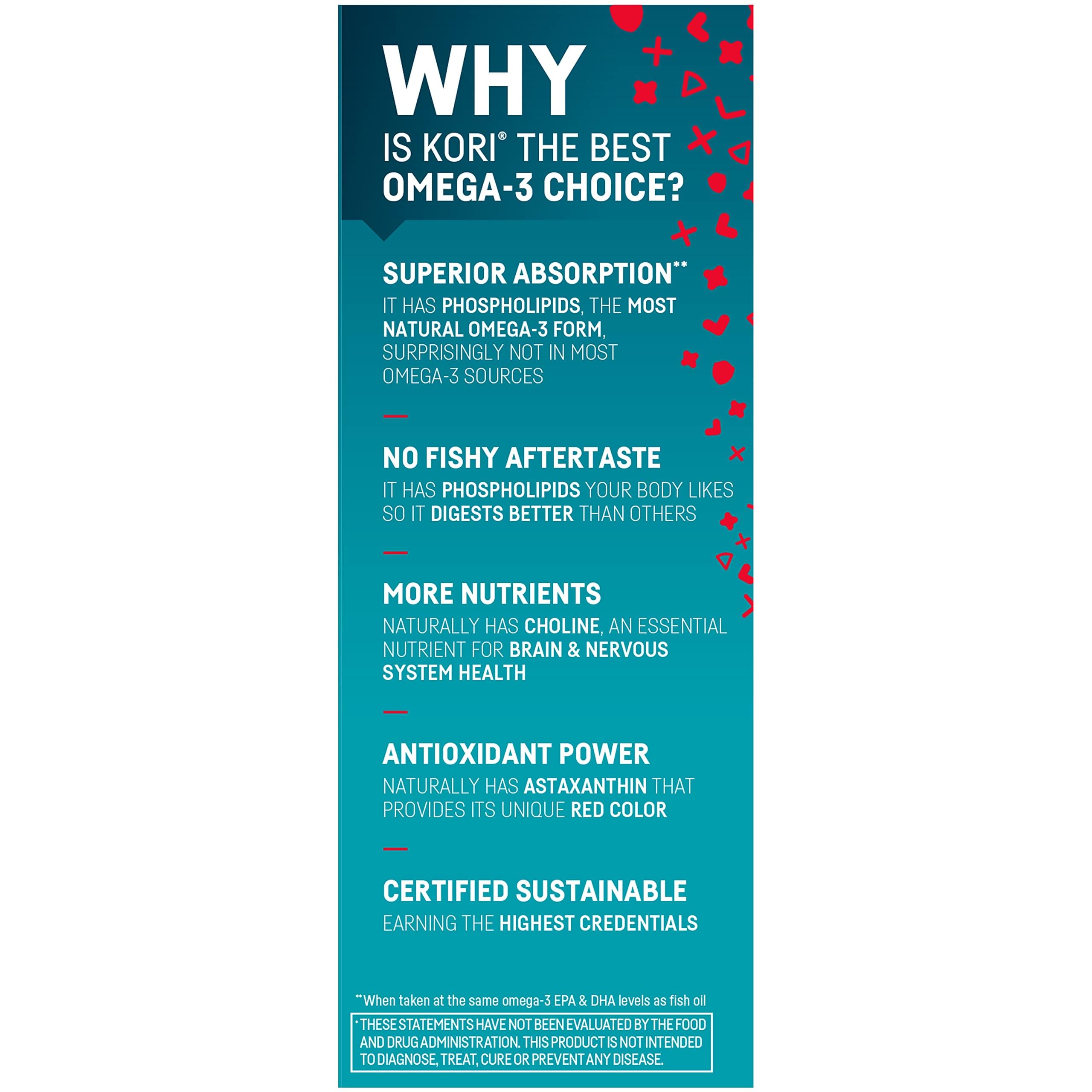 Kori Krill Oil Omega-3 – Superior Absorption (600 mg), EPA & DHA, 60 Softgels