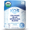 KOS Calming Blue Spirulina Blend - USDA Organic Algae Superfood Powder with Ashwagandha, Lemon Balm, Reishi - Berry Coconut Cooler, 28 Servings